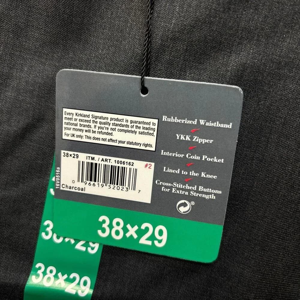 NWT Kirkland Signature Men 100% Wool Dress Pants Slack Size 38x29 Gray D119 -17